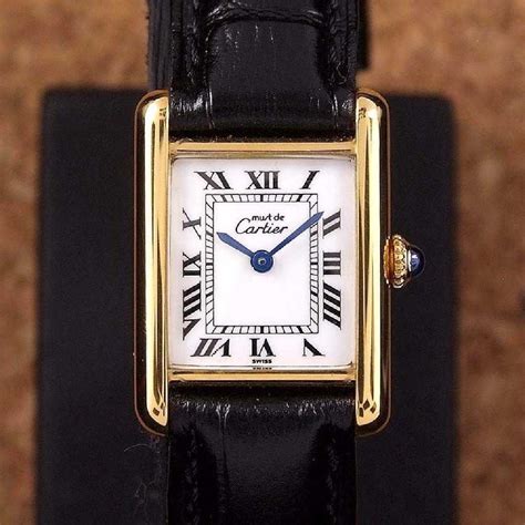 cartier tank women gold|cartier gold plated tank watch.